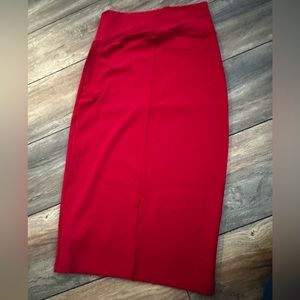 Bebe red pencil back slit skirt new with tags